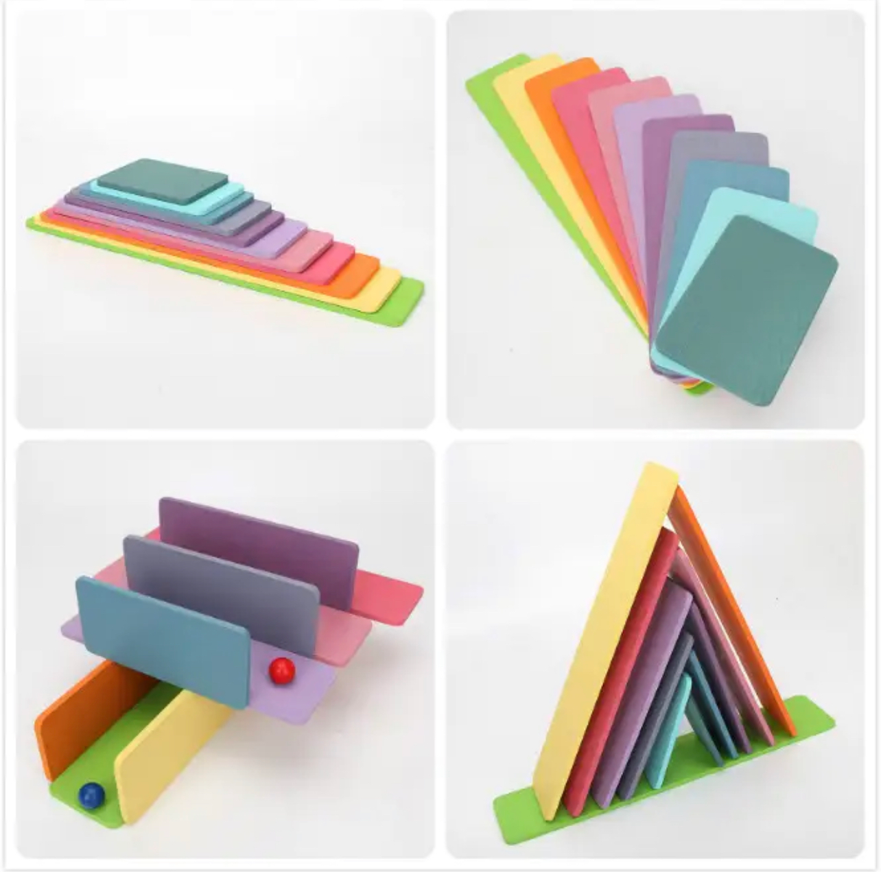 Montessori fából készült szivárvány építő lapok (11db)