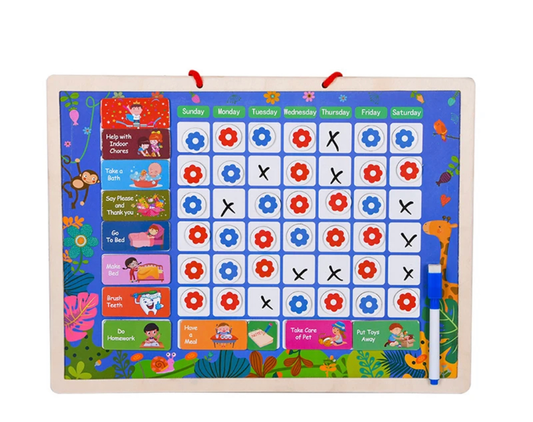 Mágneses tábla napi feladatok táblázattal (56db)