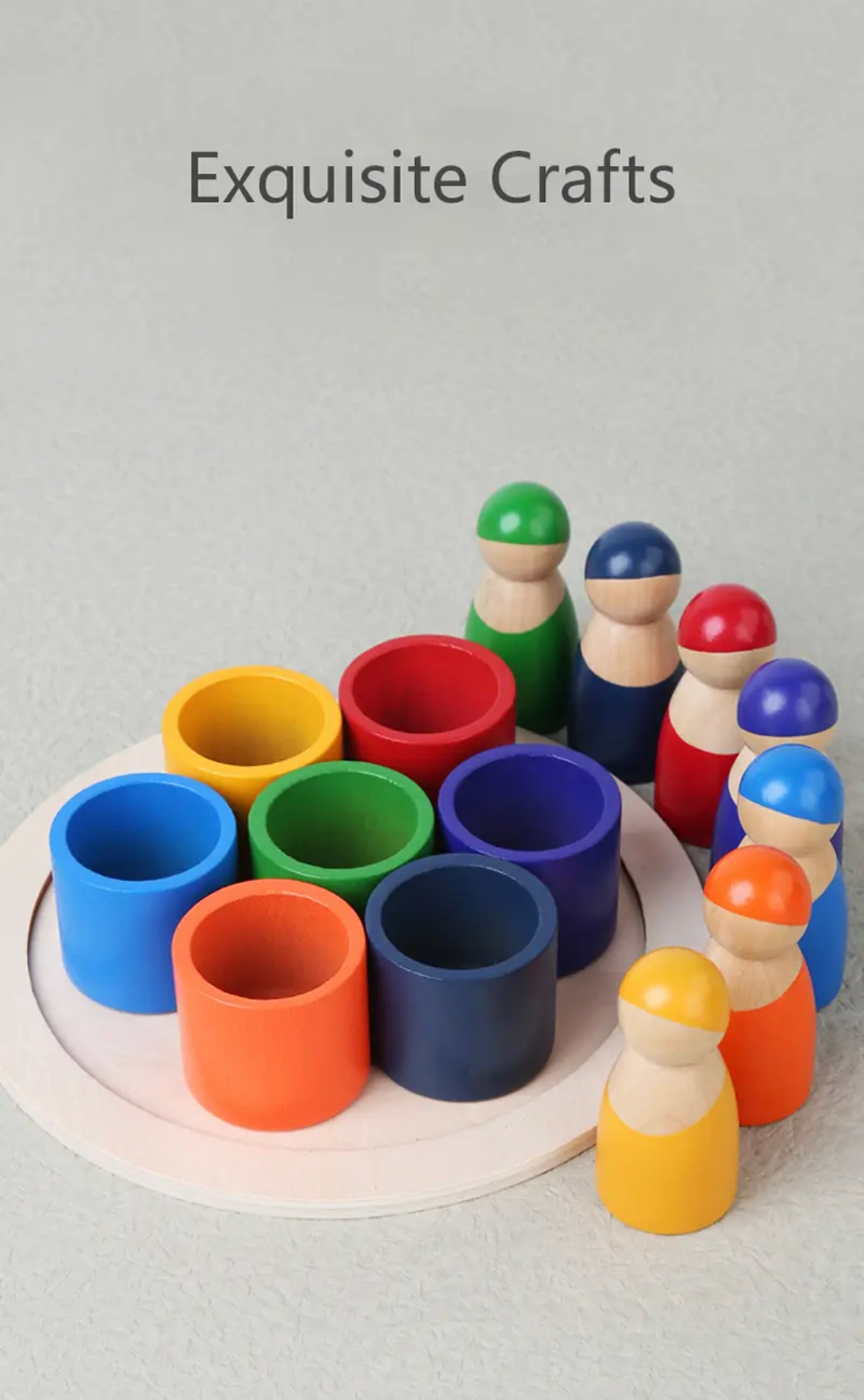 Montessori fából készült szivárvány emberek