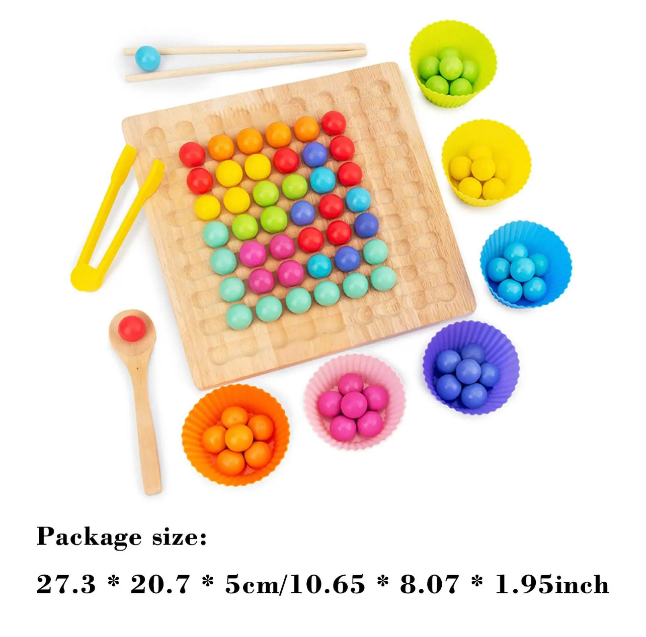 Montessori szivárvány színű gyöngyök társasjáték