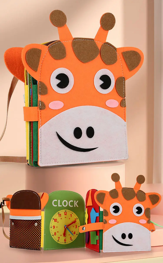 Zsiráfos filc matató táska(Fűzővel, csattal, gyöngyökkel, cipzárral)