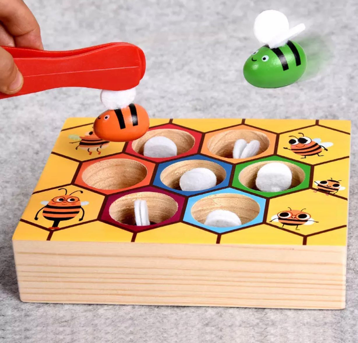 Montessori méh méhsejt oktató fa játék