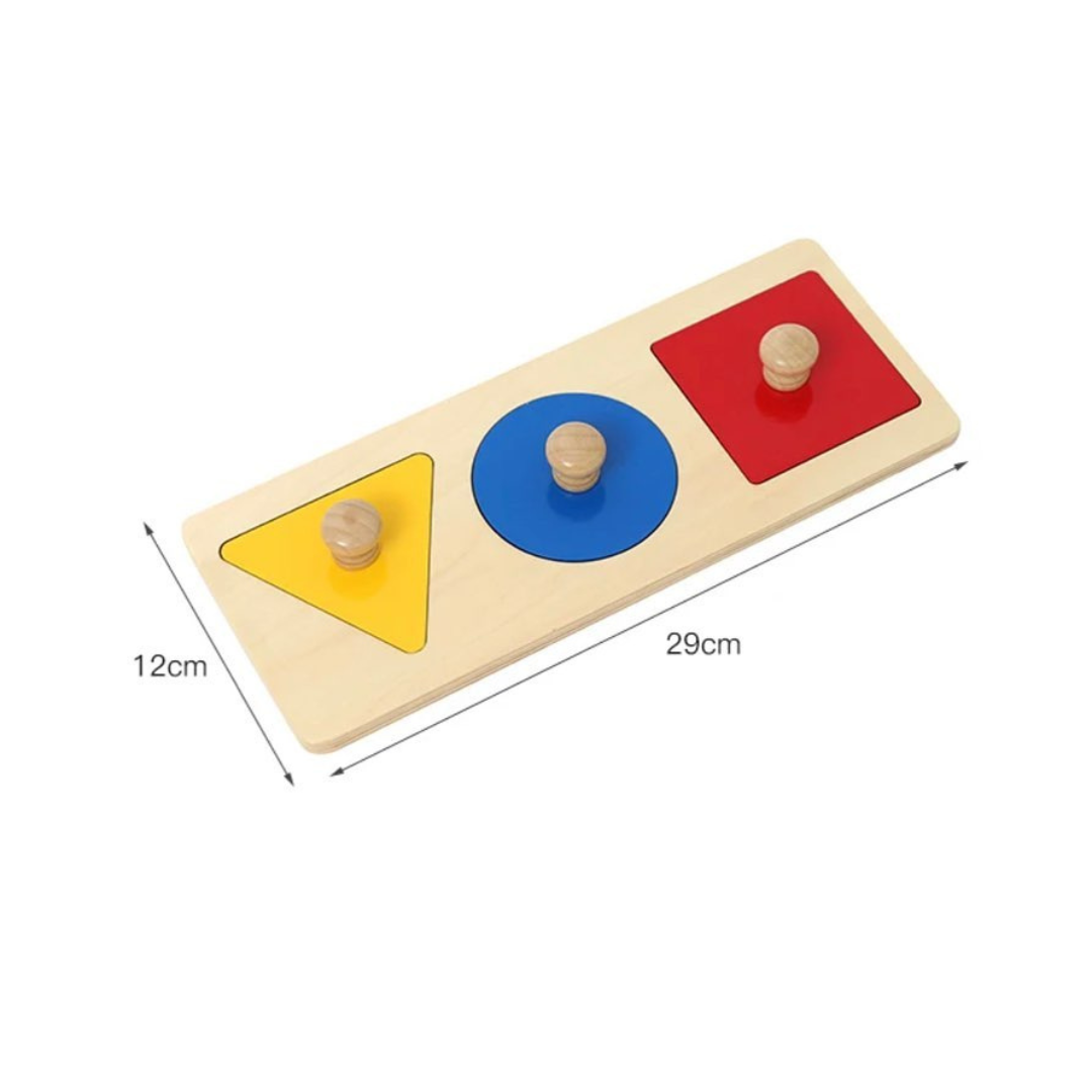 Montessori fa alak puzzle játék méretekkel 29 × 12 cm