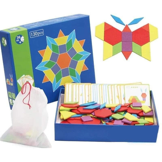 Montessori geometriai fa kirakós játék (130db)
