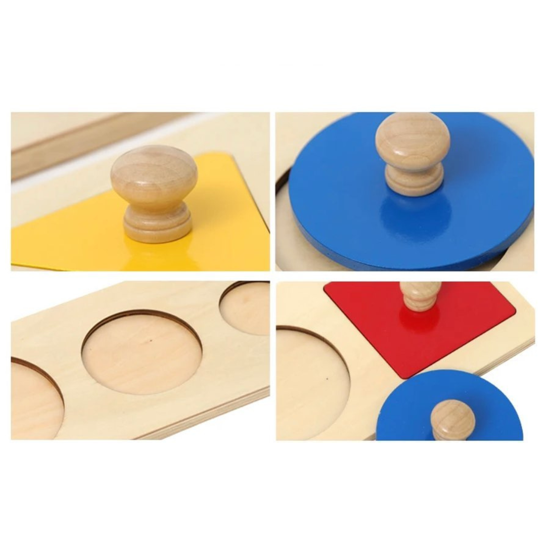 Fából készült montessori formaberakó (kocka, kör, haroms)