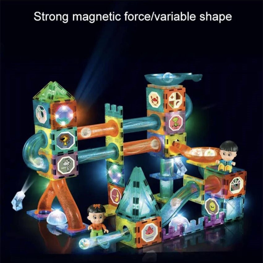 STEM Mágneses golyó palya világító épító keszlet (142db)
