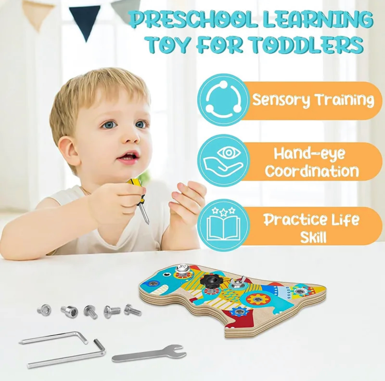 Dinoszaurusz csavarozós fa jatek