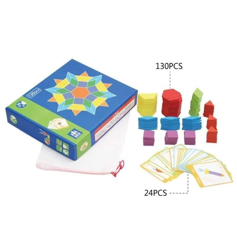 Montessori geometriai fa kirakós játék (130db)