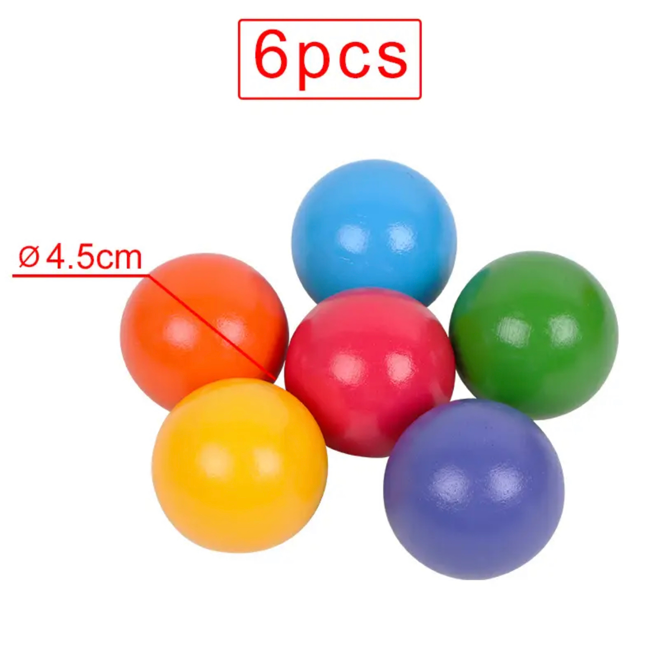 Montessori fából készült szivárvány nagy golyok (6db)