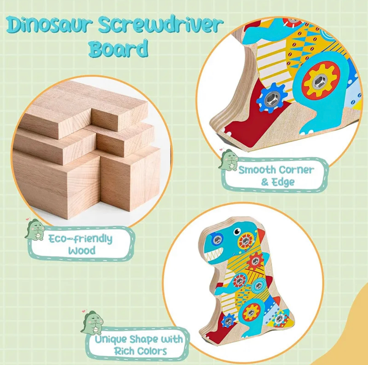 Dinoszaurusz csavarozós fa jatek