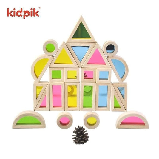 Kidpik 24 db szivárvány szenzoros tükörrel építő kockák