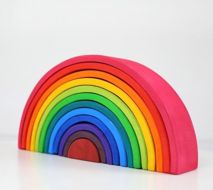 Montessori fából készült szivárvány nagy építő játék XL 12 db