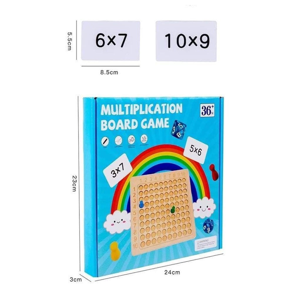 Montessori matematikai szorzó tábla gyakorló fa játék +100db kártya