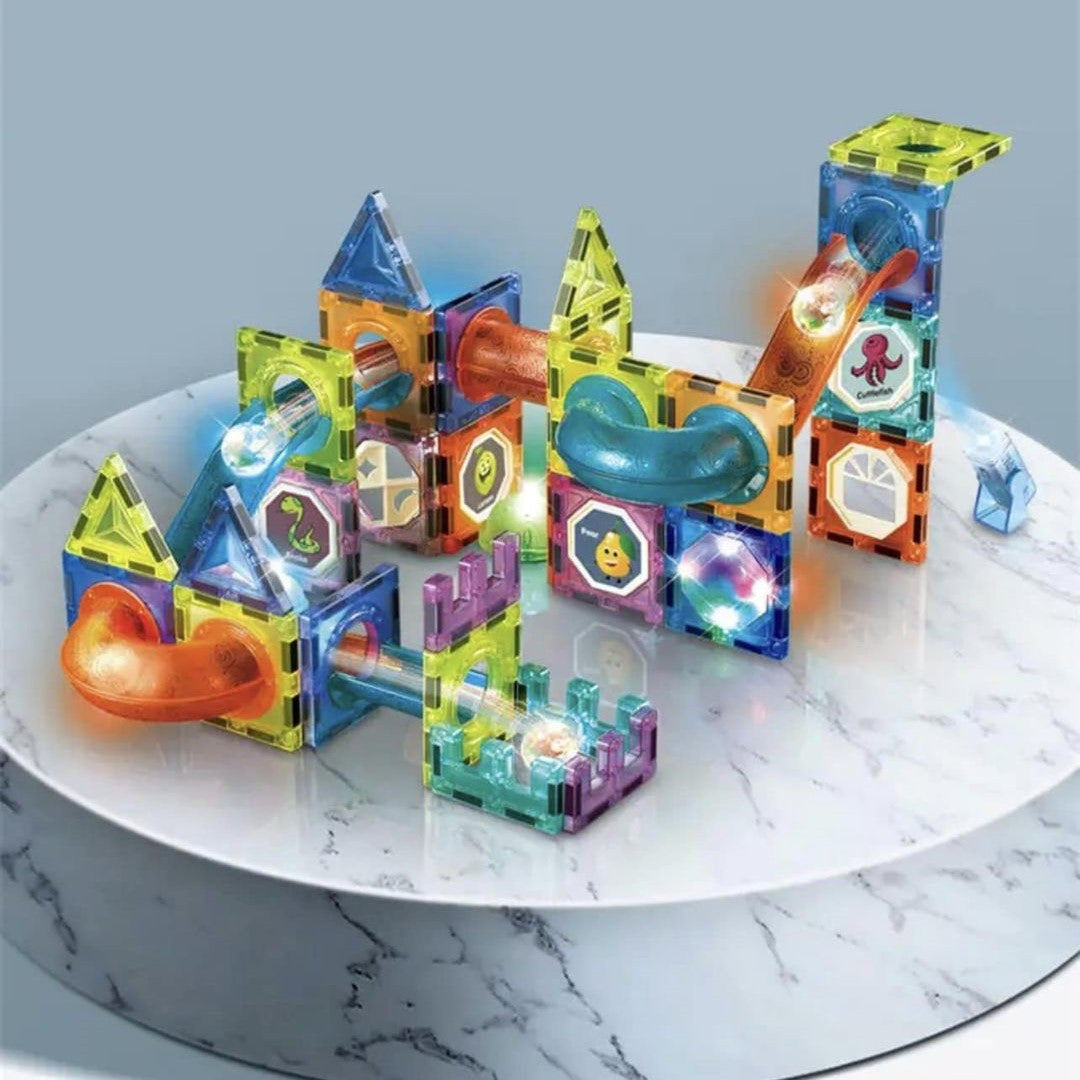 STEM Mágneses golyó palya világító épító keszlet (142db)