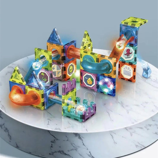 STEM Mágneses golyó palya világító épító keszlet (142db)