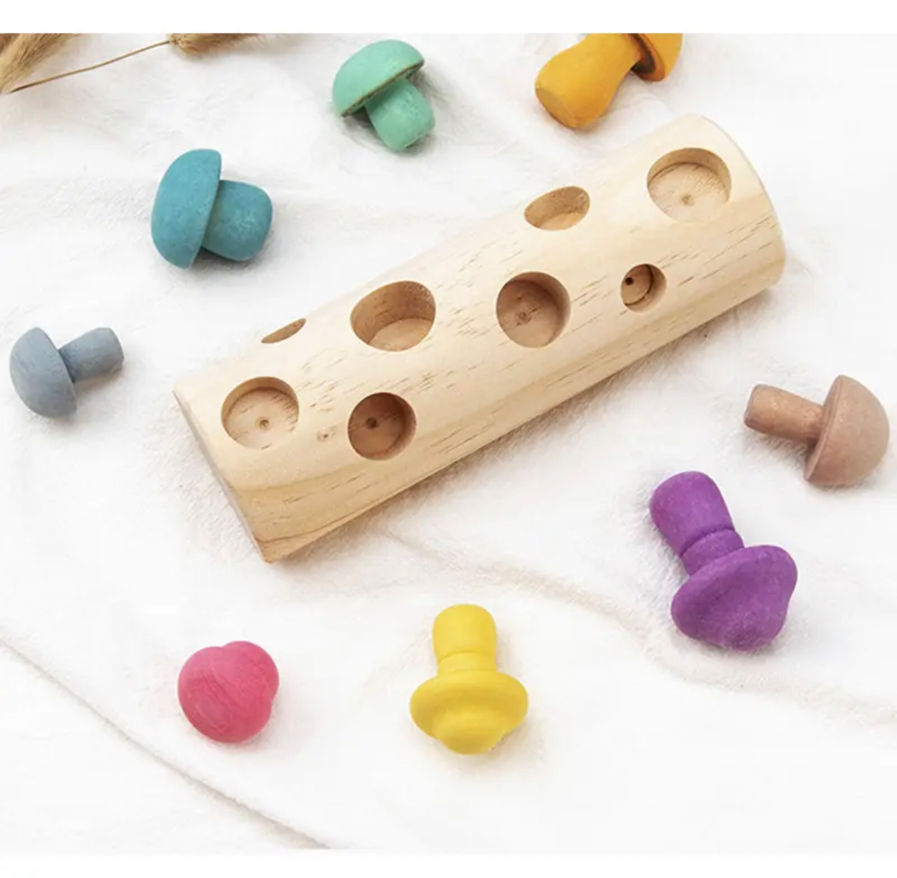 Montessori fa gomba puzzle játék – színek és formák tanulása