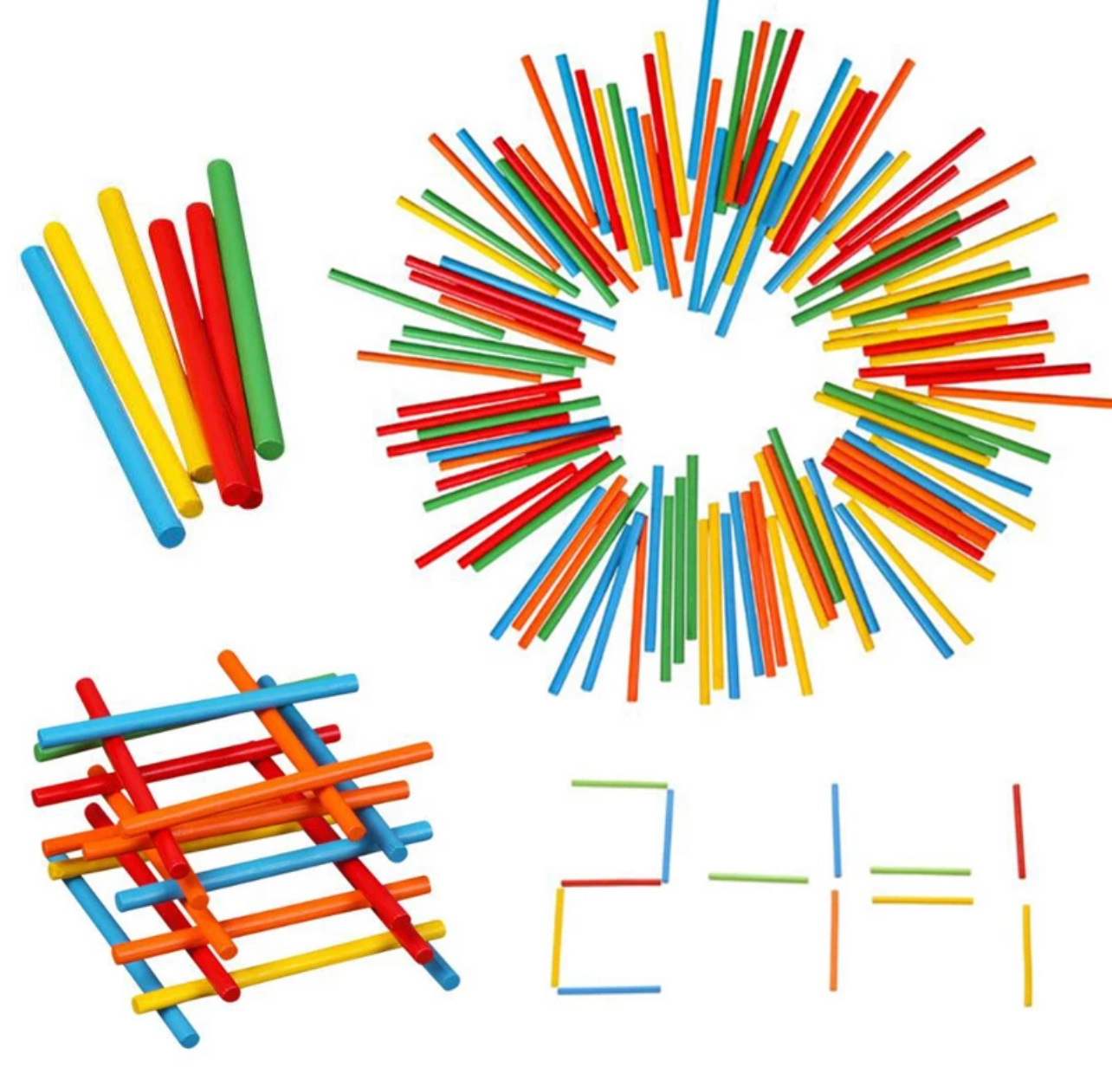 Montessori fa matematikai számoló doboz színes pálcákkal