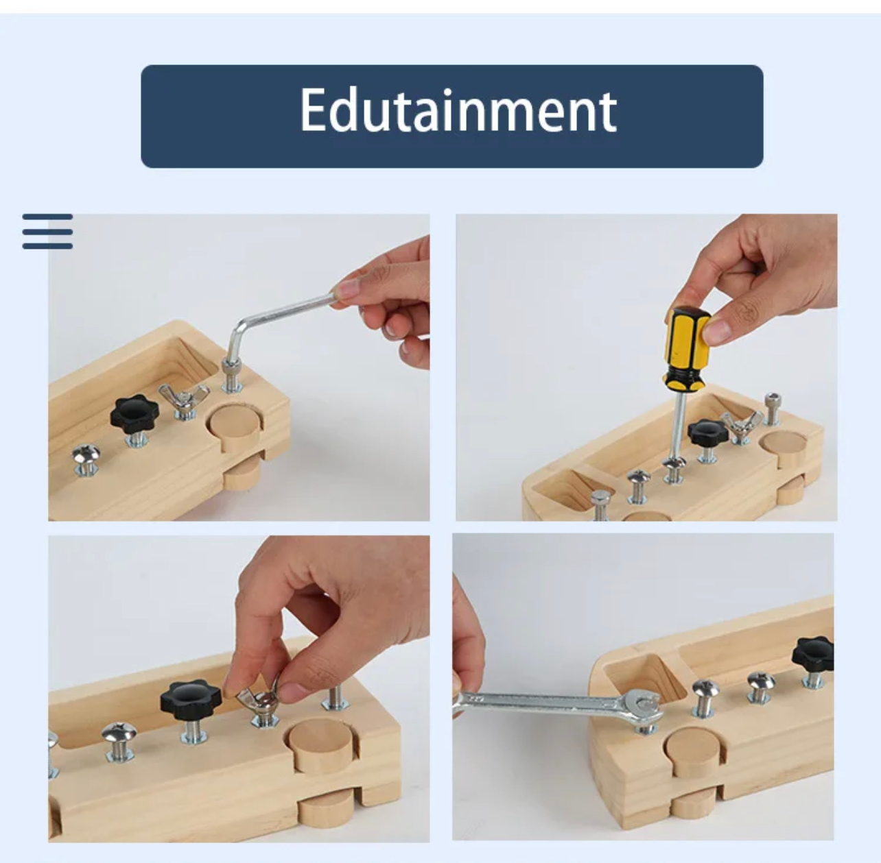 Montessori autóbusz csavarozós fa játék