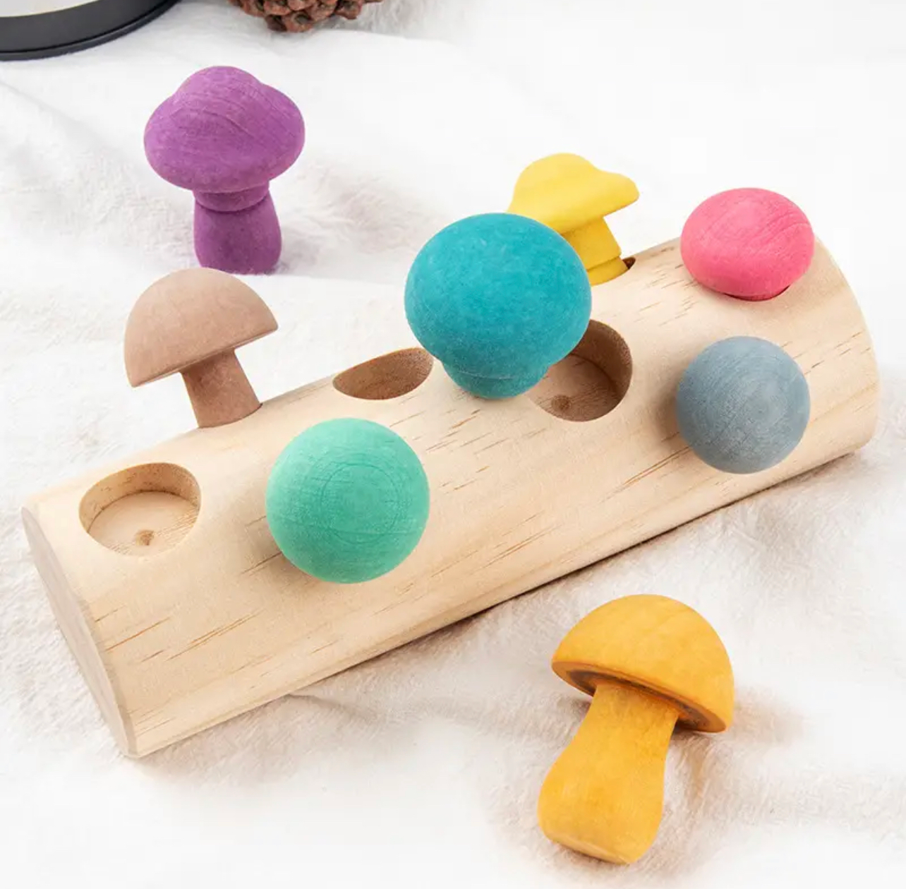 Montessori fa gomba puzzle játék – színek és formák tanulása