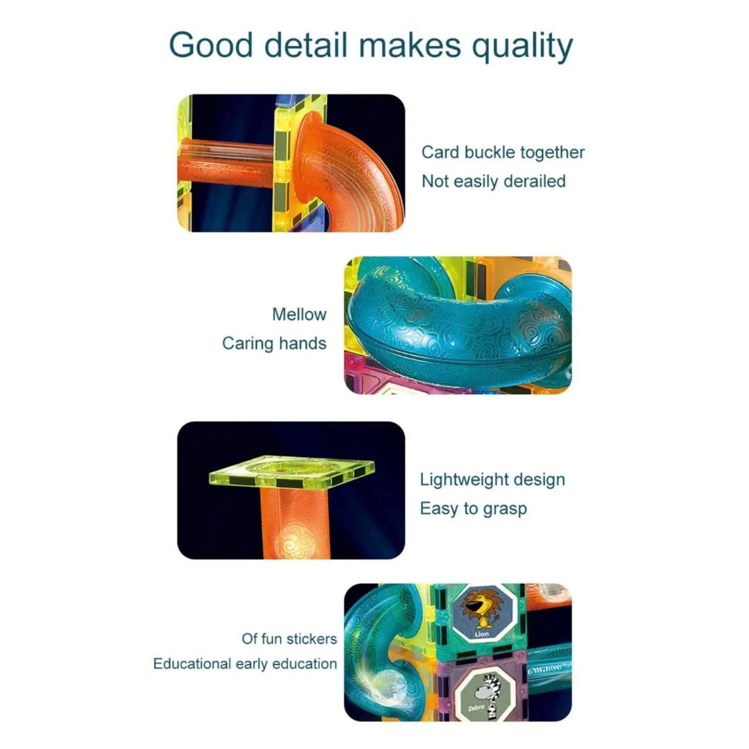 STEM Mágneses golyó palya világító épító keszlet (142db)