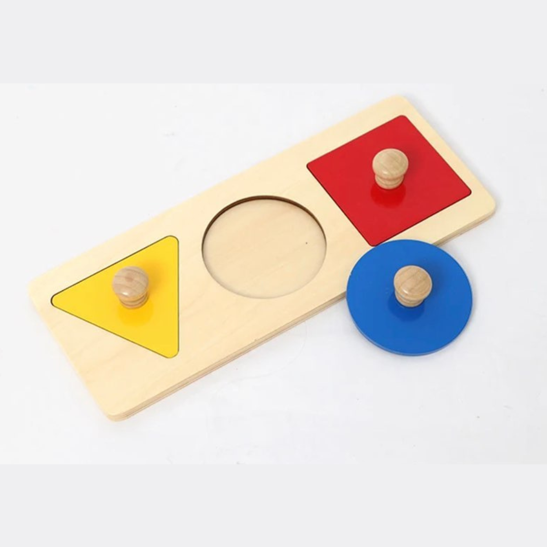 Fából készült montessori formaberakó (kocka, kör, haroms)