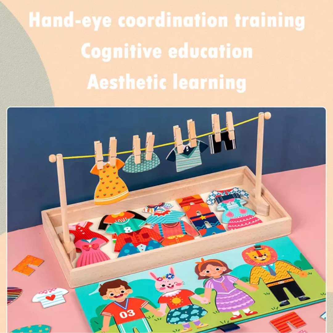 Ruhaszárító akasztós fa játék