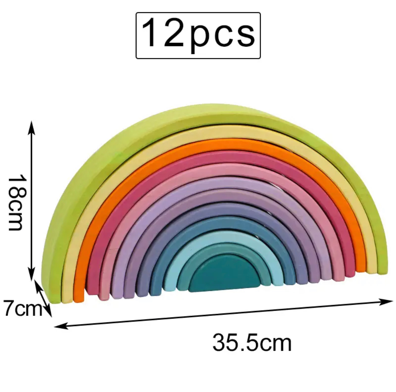 Montessori fából készült szivárvány nagy építő játék XL 12 db