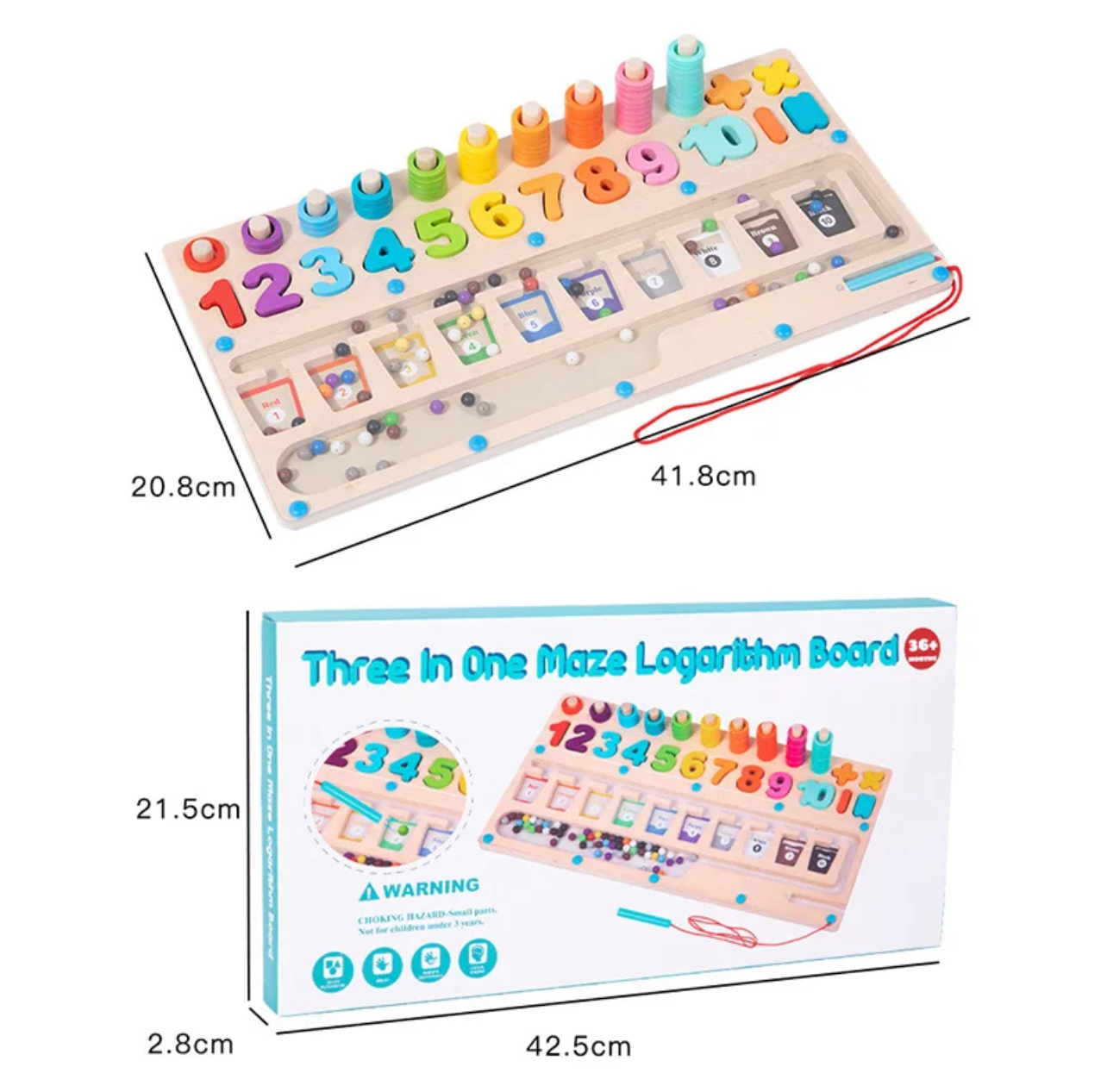 Fából készült matematikai és színes mágneses tábla