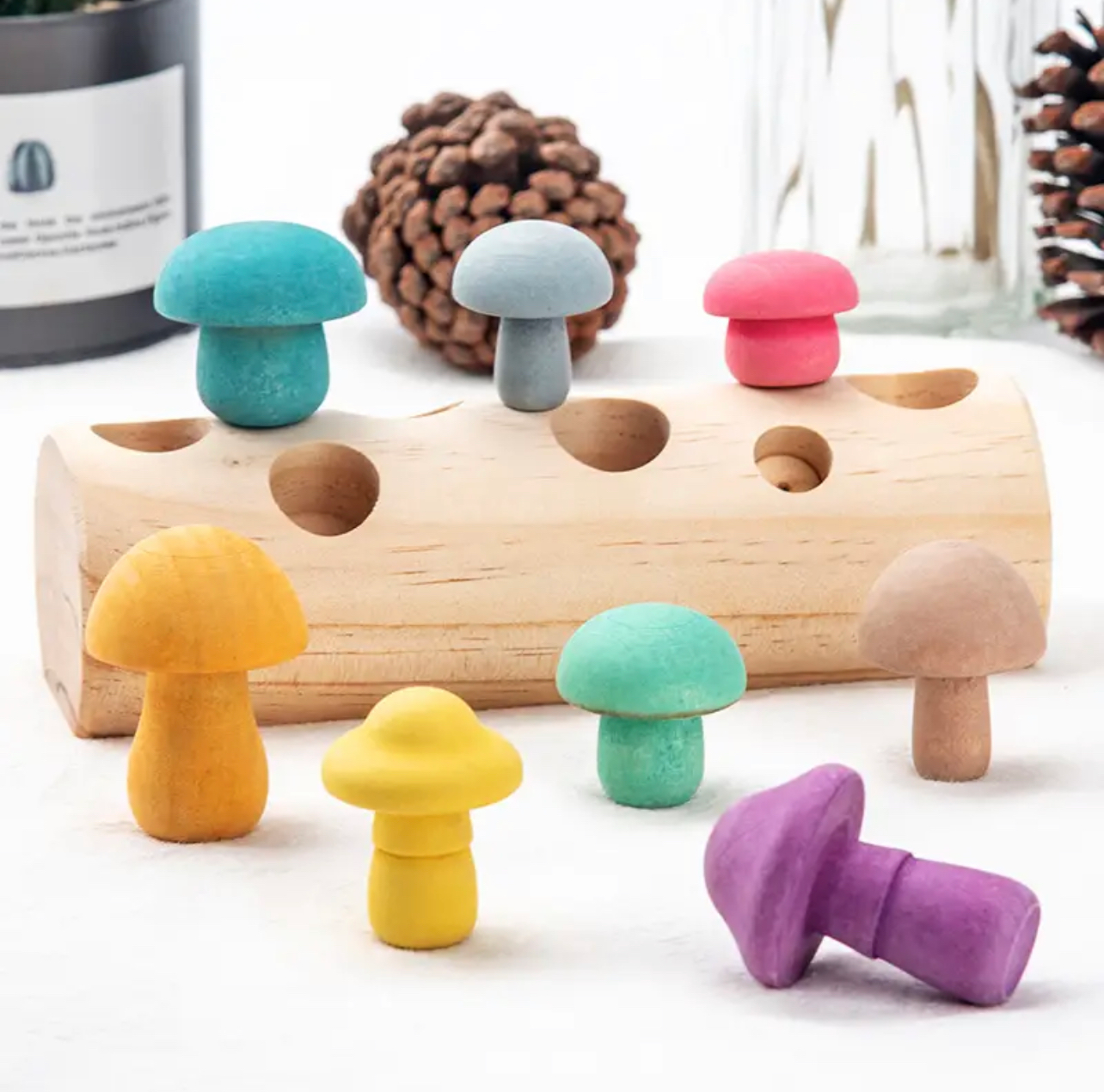 Montessori fa gomba puzzle játék – színek és formák tanulása