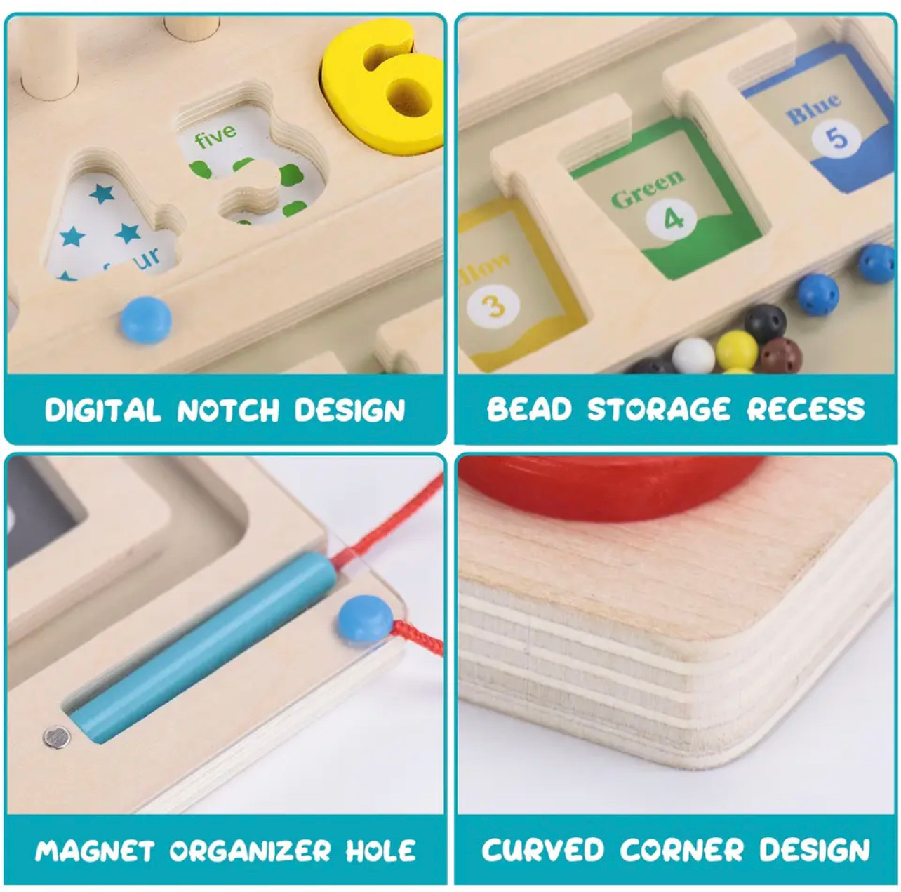 Fából készült matematikai és színes mágneses tábla