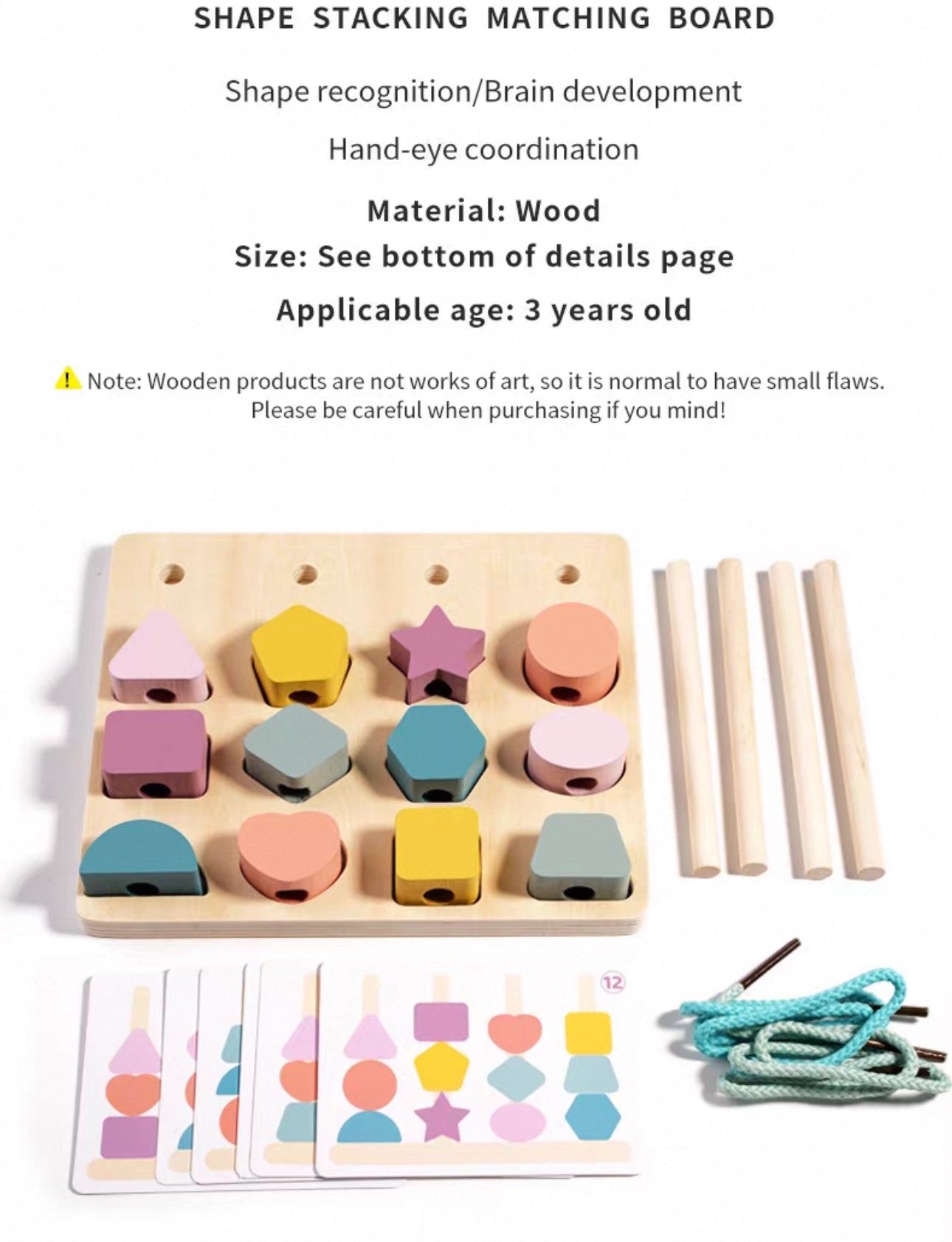 Montessori fából készült geometria és formák társasjáték