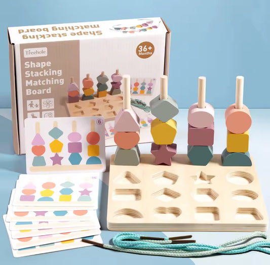 Montessori fából készült geometria és formák társasjáték