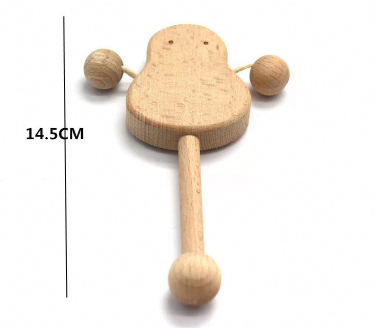 14,5 cm-es fa kézi babacsörgő