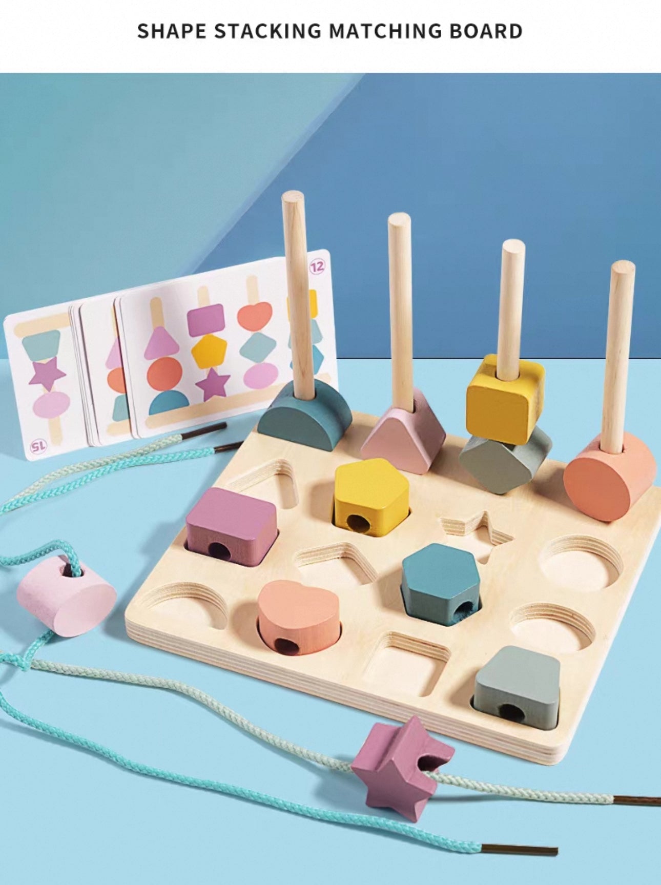 Montessori fából készült geometria és formák társasjáték