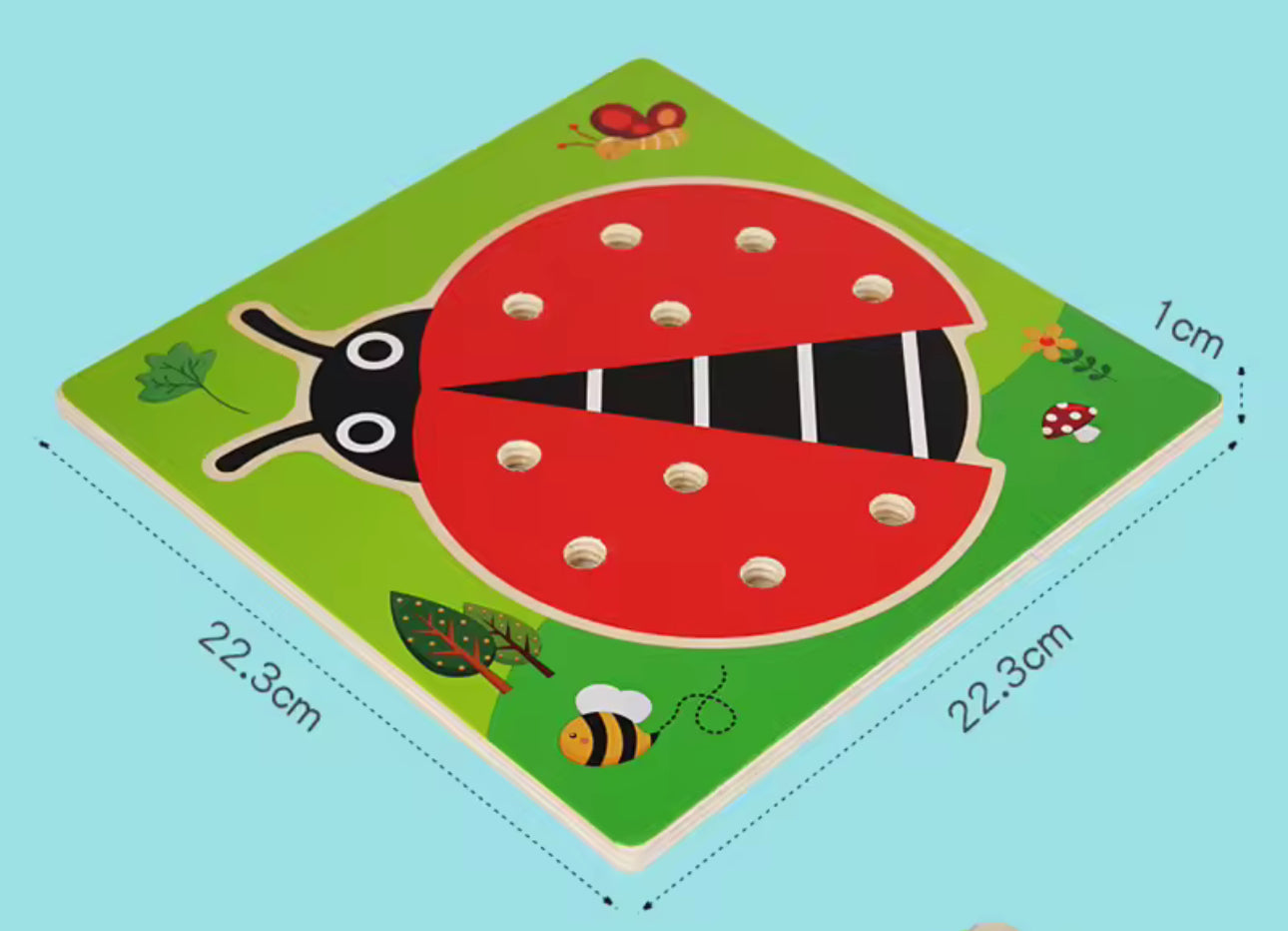 Montessori fából készült katica színek csavarozás játék