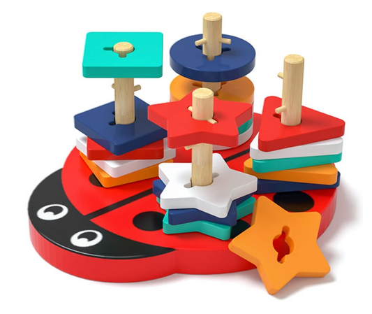 Montessori fából készült katicabogár puzzle