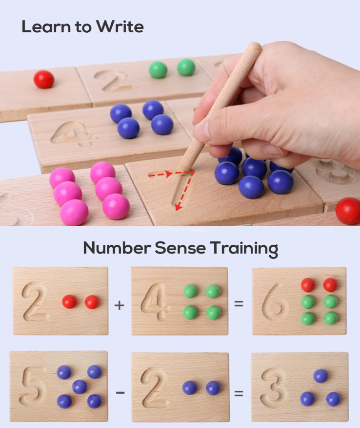 Fából készült matematikai számok clip beads oktató játék