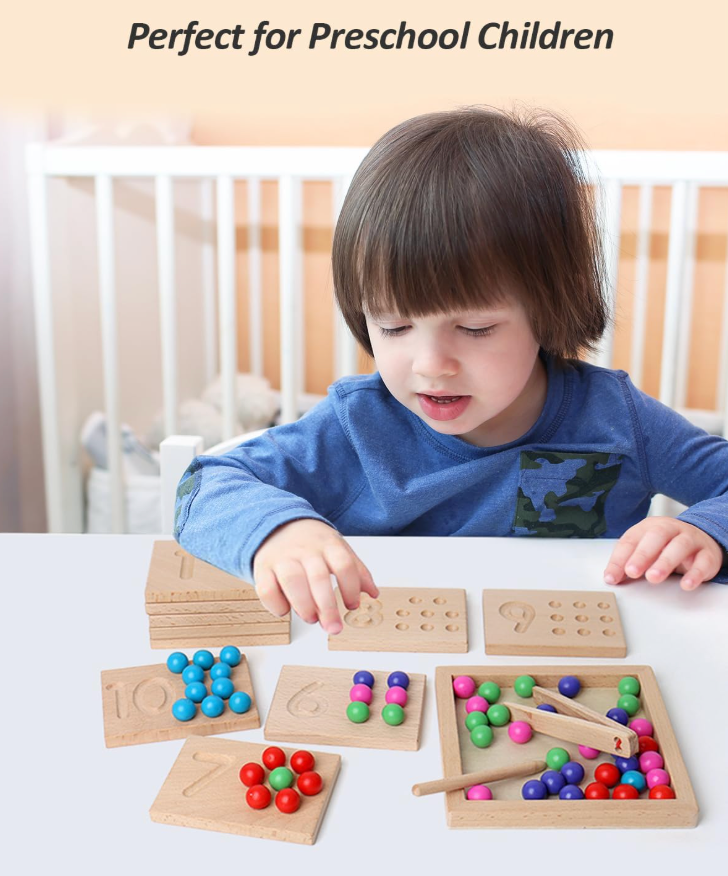 Fából készült matematikai számok clip beads oktató játék
