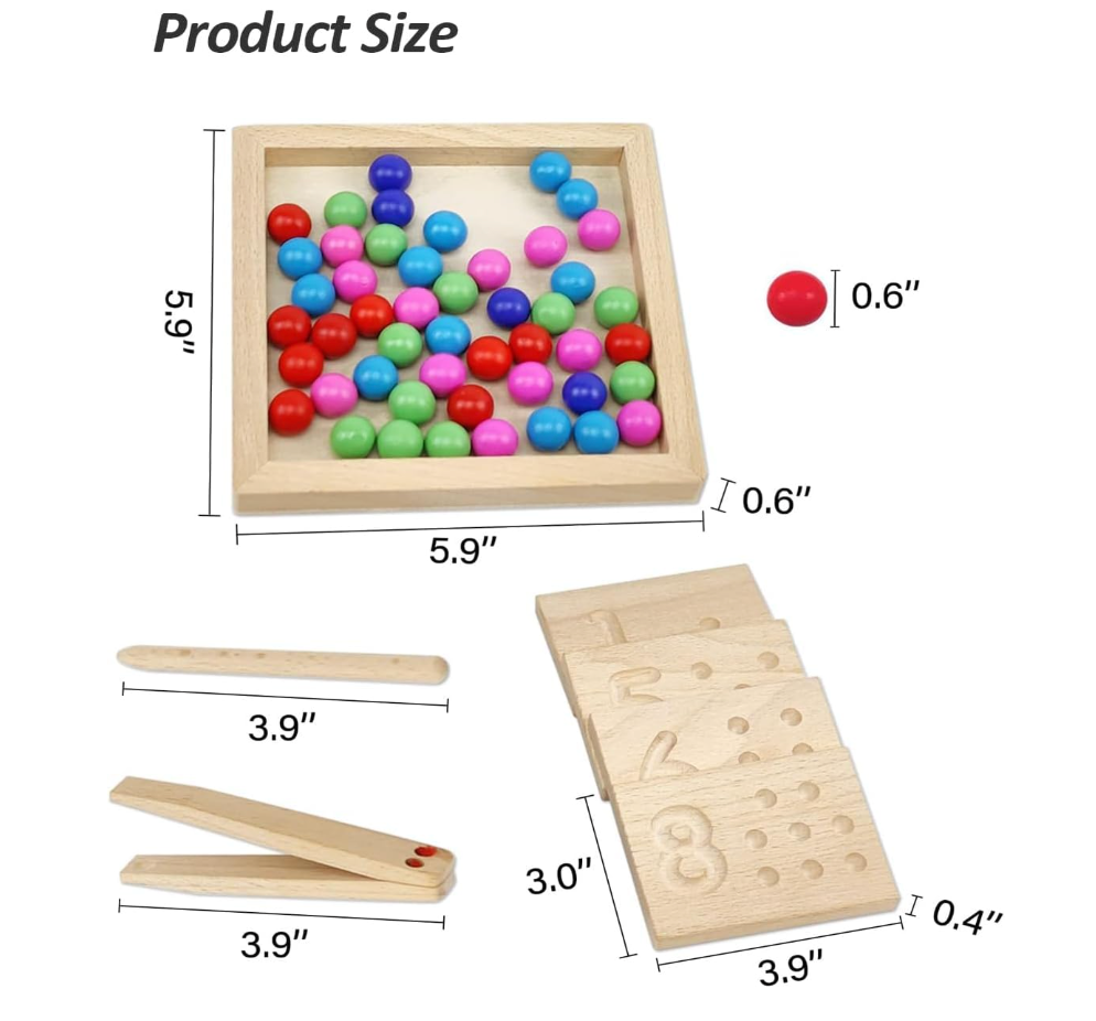 Fából készült matematikai számok clip beads oktató játék