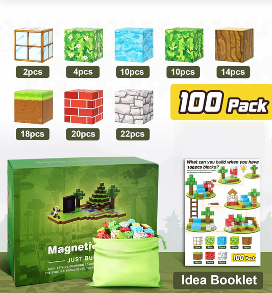 Minecraft mágneses építő készlet 100db+ 3 figurak