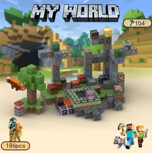 My World építőjáték készlet – 186 darabos Minecraft építőjáték minifigurákkal