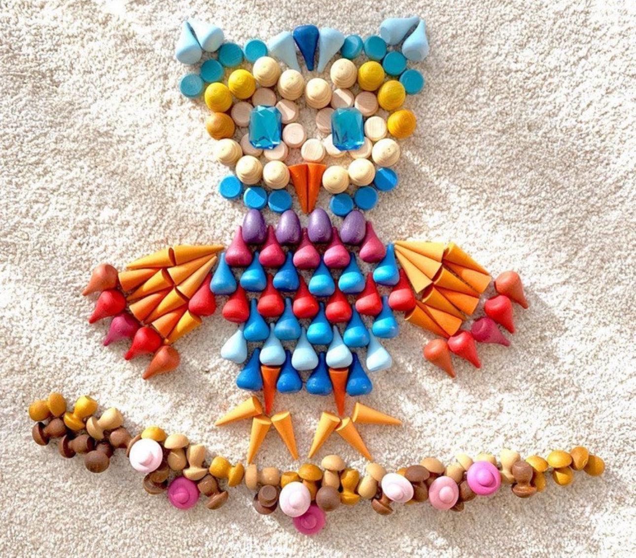 Fából készült montessori szivárvány mandala mix 268db szett