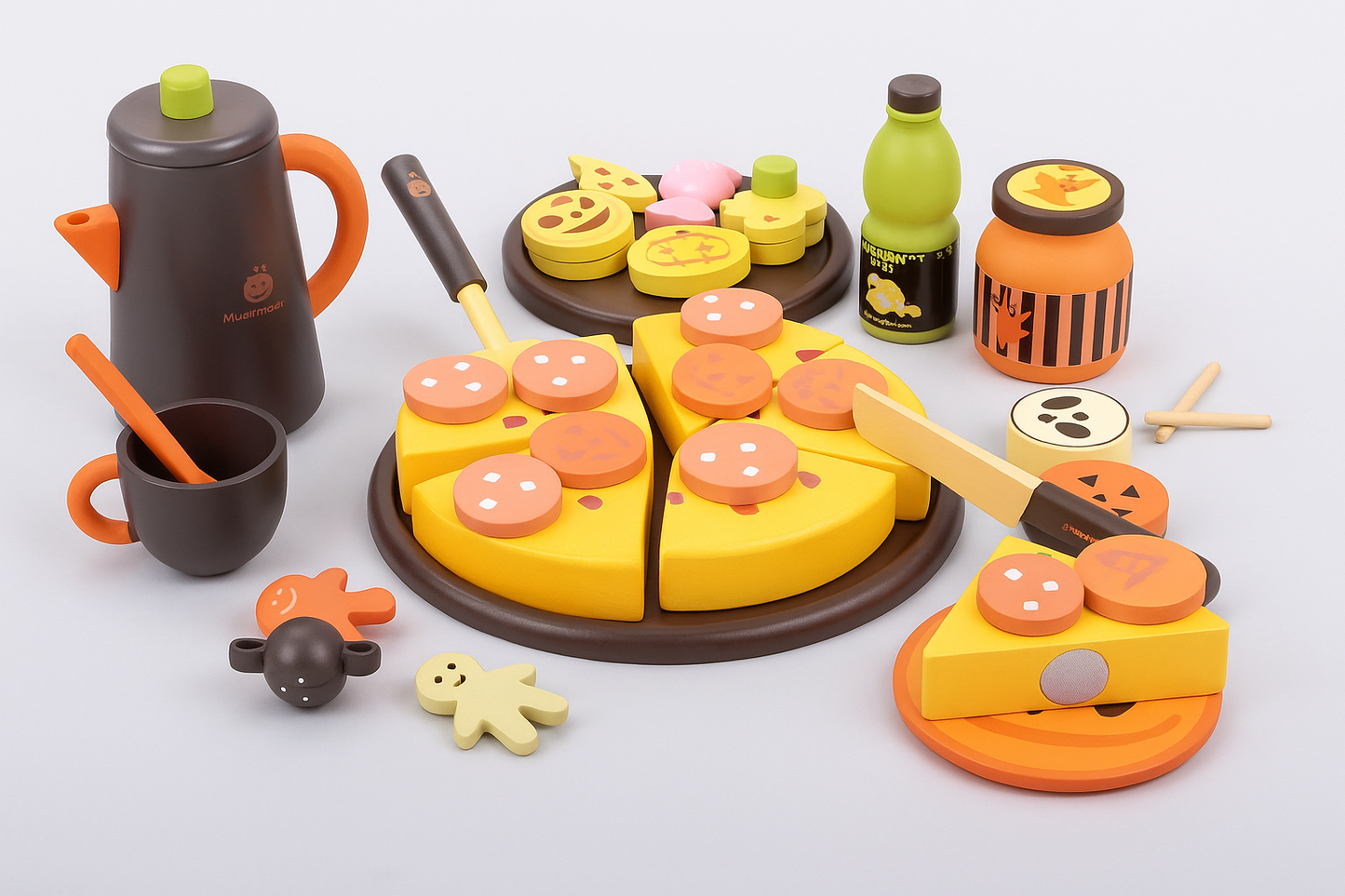 Montessori Fa Halloween Pizzás Játékkészlet – Konyhai Szerepjáték Gyerekeknek