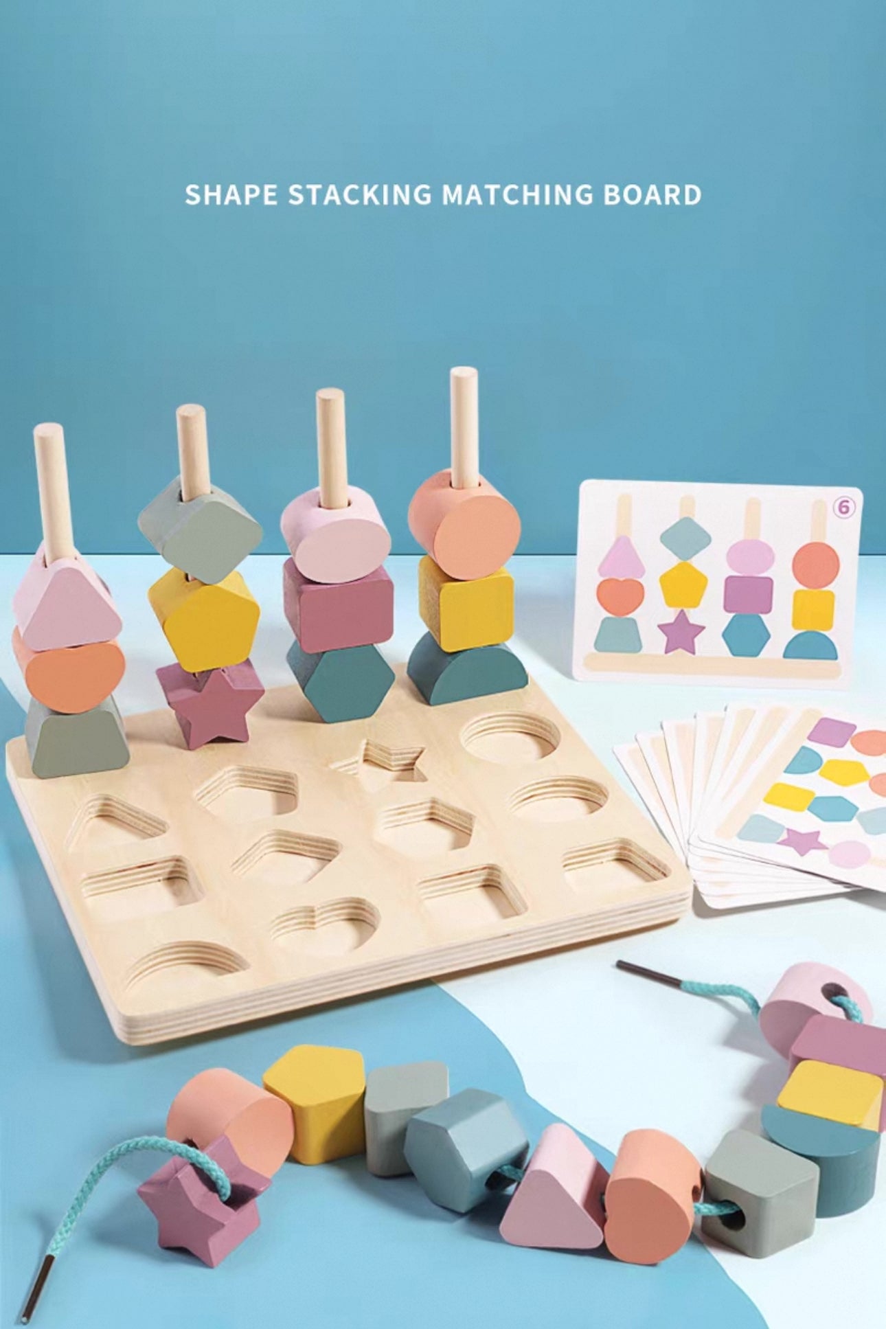 Montessori fából készült geometria és formák társasjáték