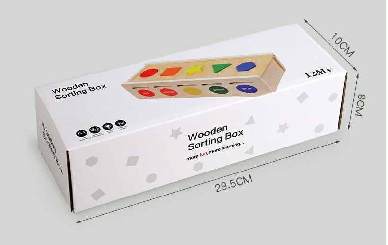 Montessori fából készült geometria és színes társasjáték doboz