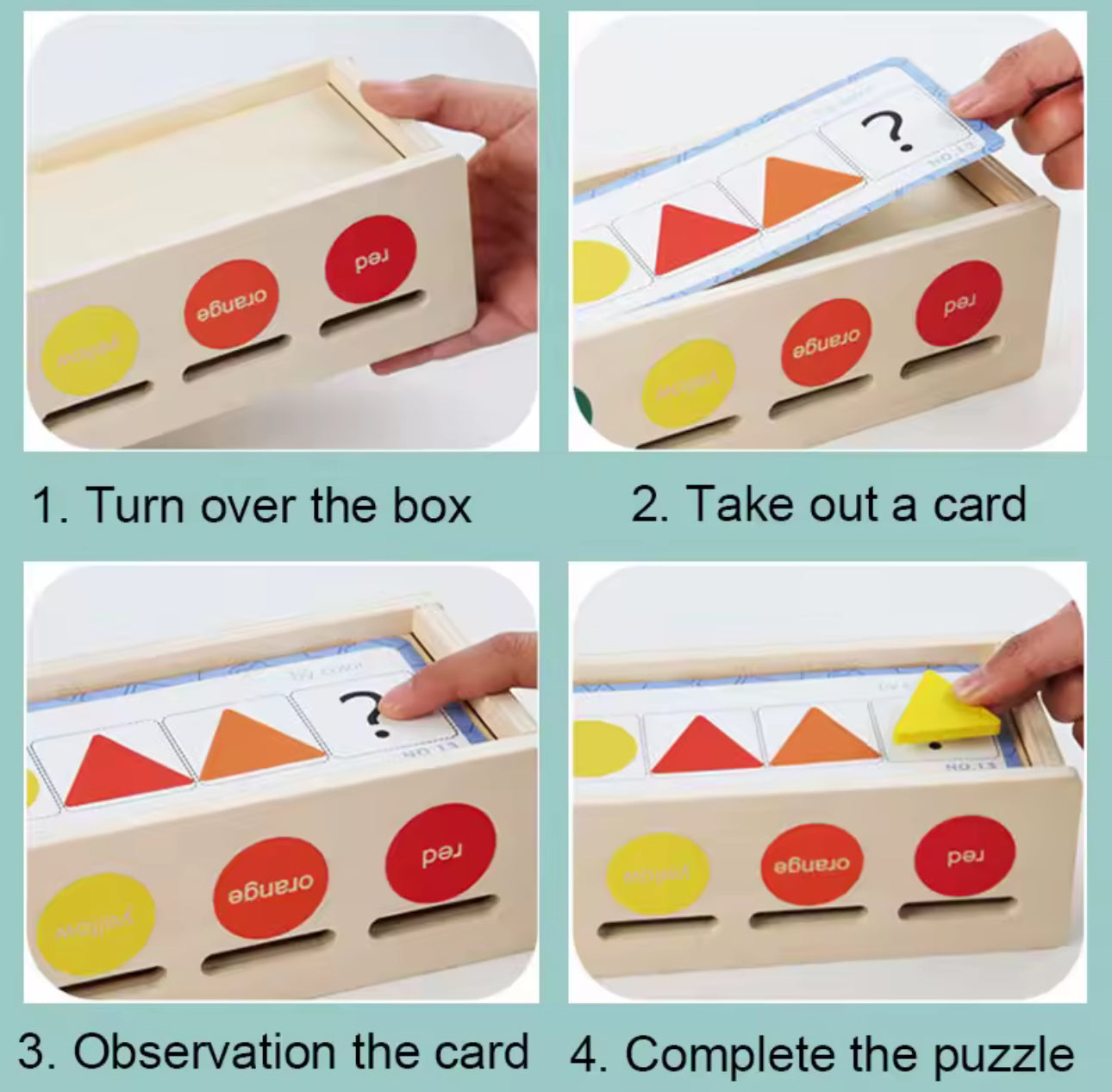Montessori fából készült geometria és színes társasjáték doboz