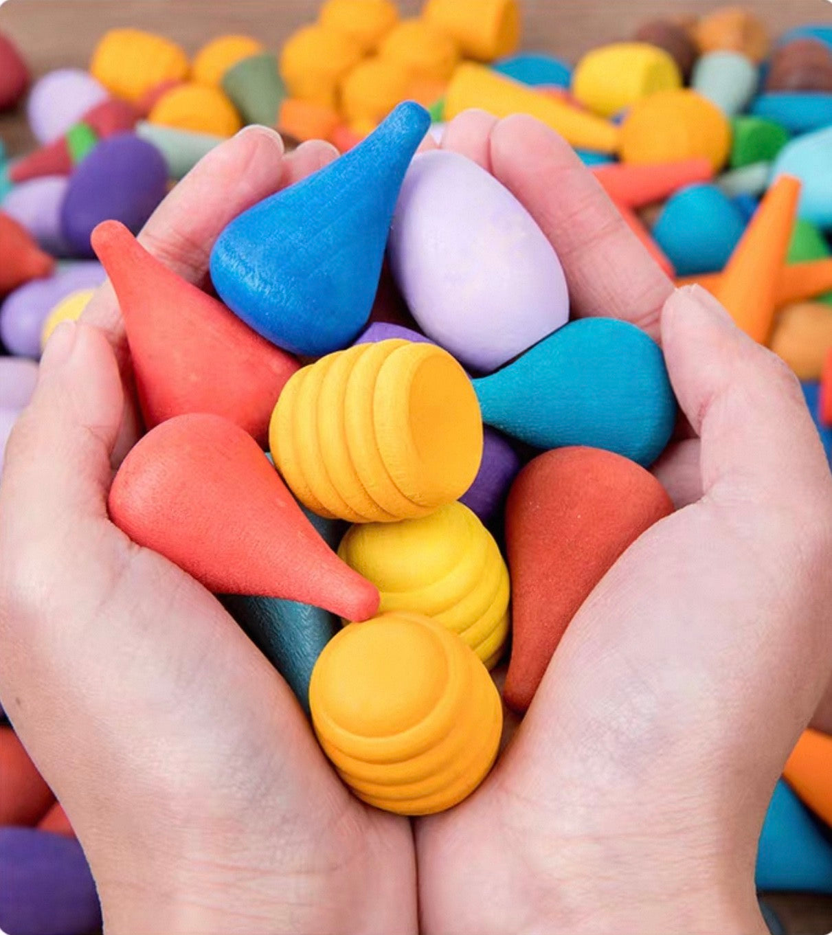 Montessori fából készült Mandala készlet 9 különböző formával és színnel（324db）