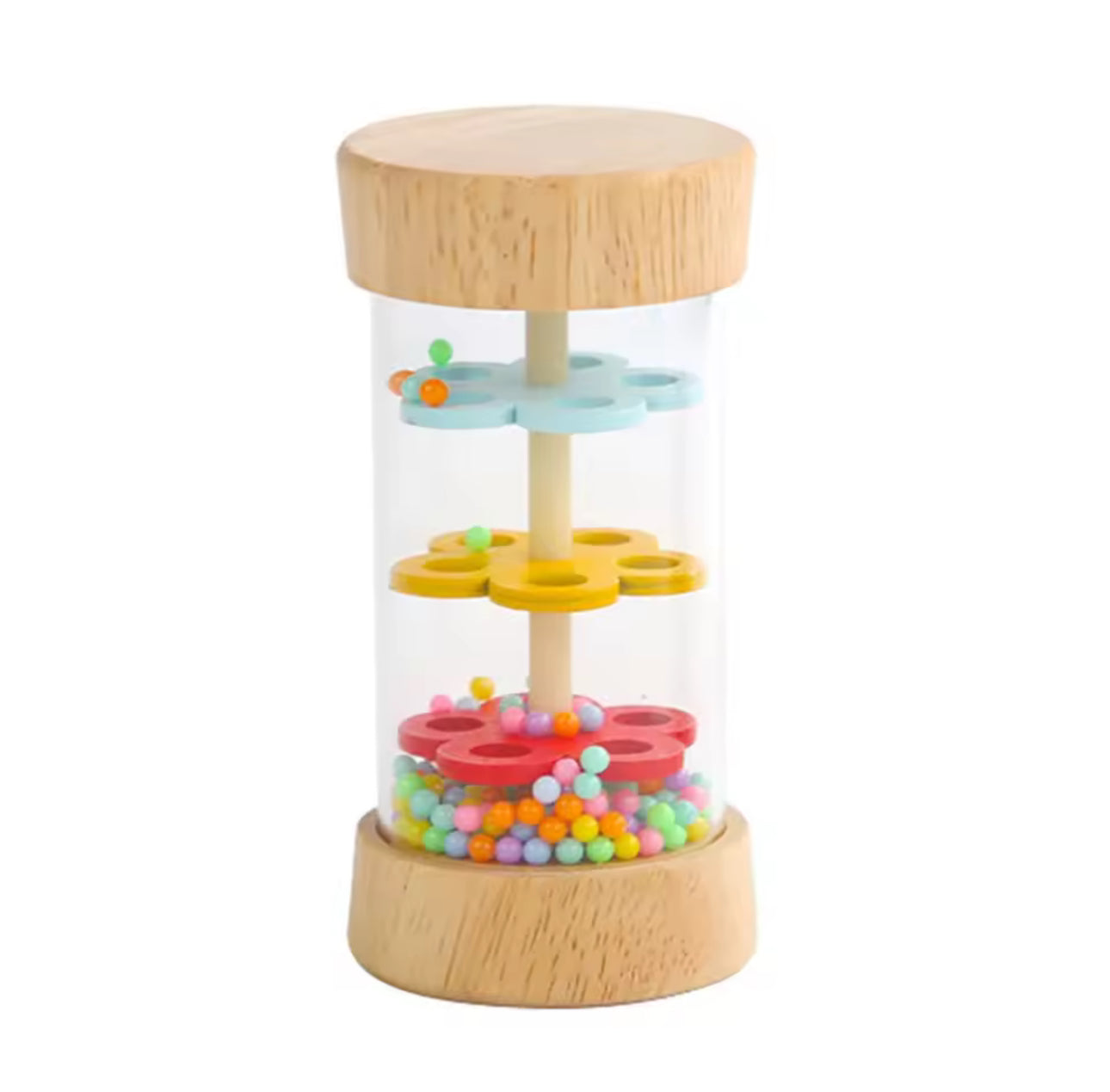 Wodi Toys Szivárvány esőbot, baba csörgő fa játék