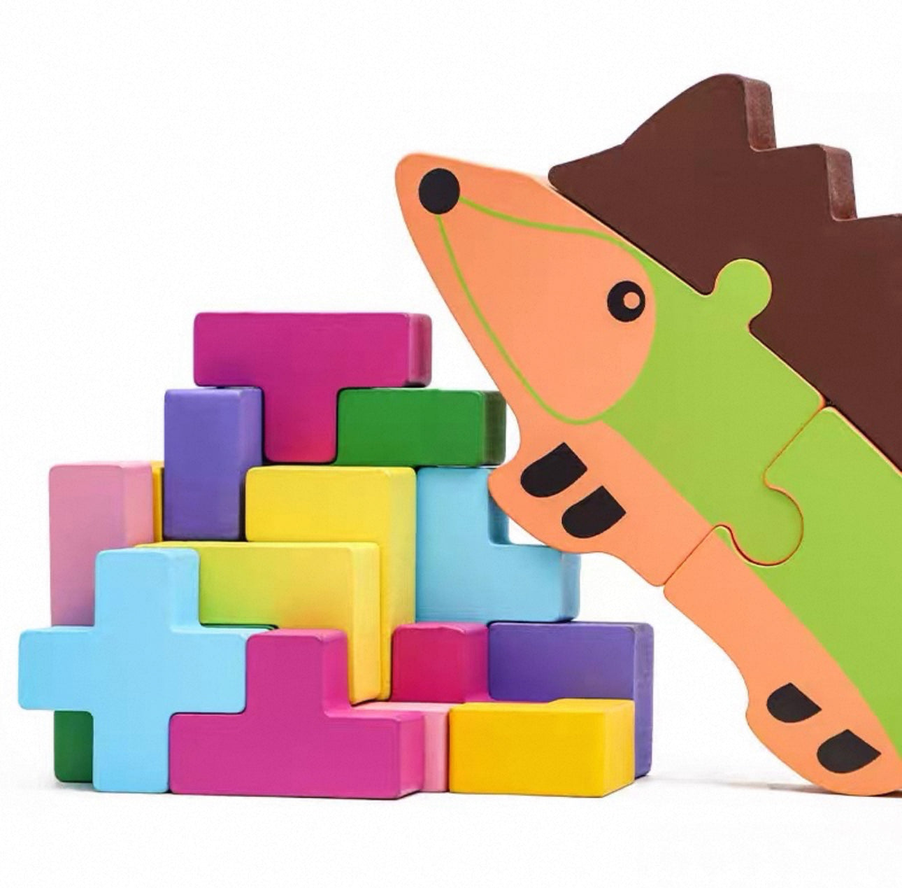 Fa sünis egyensúlyozó és Tetris kirakó játék gyerekeknek