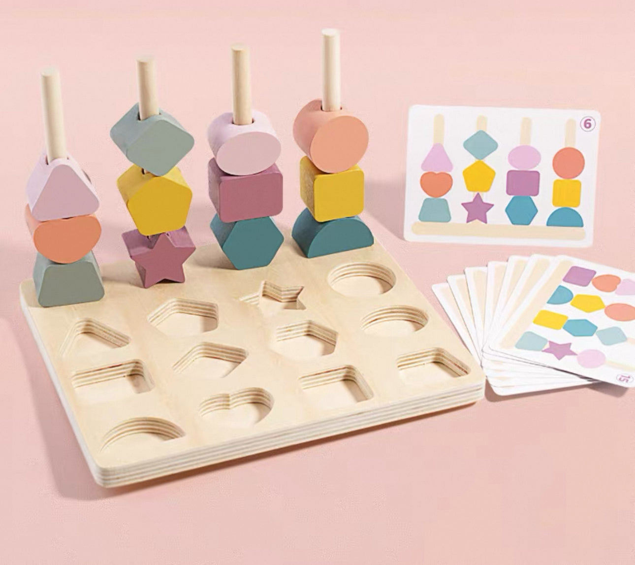 Montessori fából készült geometria és formák társasjáték